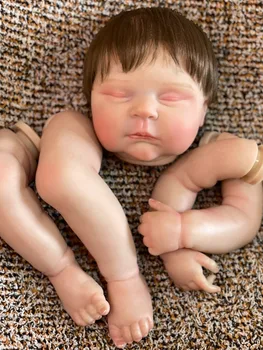 18 Inch Breskve za Celotno Telo, 3D Naslikal Rodi Punčko Kompleti Ročno Bebe Novorojenčka Lutka Z Korenine Las
