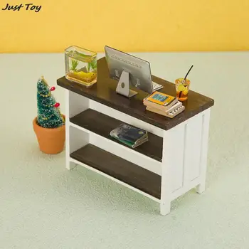 1pc Lesene 1:12 Lutke Mini Dvojna Plast Shranjevanje Desk Mini Pohištvo Model Dnevna Soba Scena DIY Dekoracijo Igrače