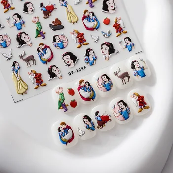 1PCS Risanke Disney sneguljčica 5D Reliefni Nalepke za Nohte Pritisnite na Nohtih Disney Princesa Anime Mickey Nalepke Za Nohte