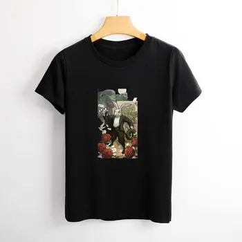 2023spring in Jeseni Ženske T-shirt Anime Risanke Kartico Trik, Korak-po-Korak T-majice za Ženske, Ženske Bombaža T-shirt