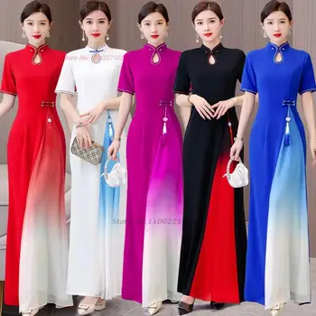 2024 aodai tradicionalnih vietnam cheongsam obleko retro izboljšano qipao nacionalni ao dai obleko eleganten stranka večerno obleko vestido
