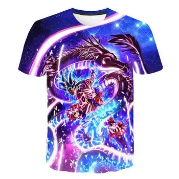 2024 Summer Dragon Ball Fant in Punca T-shirt 3d Goku Vegeta Tiskanje Otrok Harajuku Moda Kratka sleeved Priložnostne Vrh 1-14y
