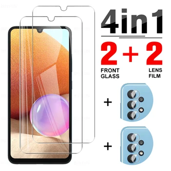4in1 Kaljeno Steklo Ohišje Za Samsung Galaxy A32 Fotoaparat Zaščitno folijo Za Samsung A22 A32 A52 A52S A72 4G 5G Screen Protector