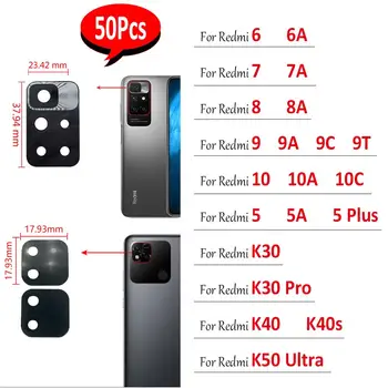 50Pcs，Original Za Xiaomi Redmi 5 5A 5 Plus 10A 10C 9T K40s 6A K50 Ultra K20 Zadnja Kamera, Objektiv Stekla Nazaj Kritje Z Lepilom