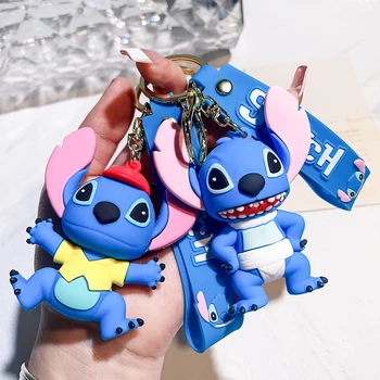 Anime Disney Keychain Risanka Mickey Miške Minnie Lilo & Stitch Srčkan Lutka Obesek Za Ključe, Okrasek Ključ Verige Avto Obesek Otroci Darilo