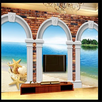 beibehang 3d stereoskopski marmornati steber seascape freske Evropi TV ozadje ozadje dnevna soba, spalnica freske