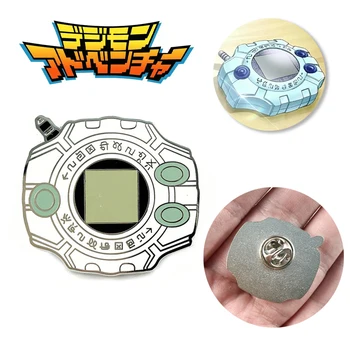 Digimon Digivice Emajl Zatiči Moda Anime Broška Cartoon Živali Značke Denim River Pin Nakit Darilo za Otroke Prijatelji Opremo