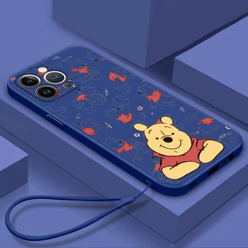 Disney Winnie The Pooh Za Apple iPhone 14 13 12 11 Pro Max Mini XS Max X XR 7 8 Plus 5S Silikonsko Tekočino Vrv Primeru Telefon