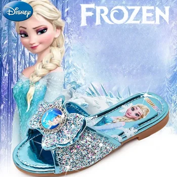 Disney Zamrznjene Elsa Princesa Dekleta Mul Sandali Dekle Kristalno Čevlji Za Otroke, Cosplay Stranka Modni Brvi Copate Kažejo Ravno Čevlji Za Rolkanje