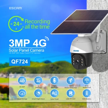 ESCAM QF724 3MP 1296P Brezžični PTZ 4G Kamera Za Euro&Združujejo Članice Barvno Night Vision Home Security CCTV Monitor