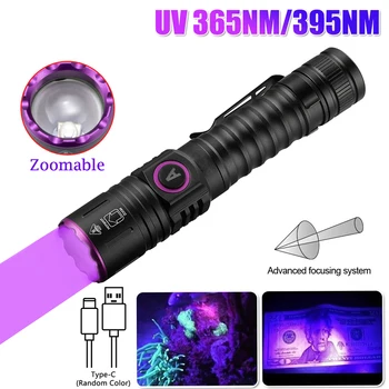 F2 5W Mini 365nm 395nm UV Svetilko Zoom Ultravijolično Blacklight USB Polnilne Vijolično Baklo Hišnih Mačk Pes Madeže Urina Detektor