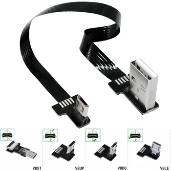 FPC Prožni Kabel Super Flache USB za 90 Stopinj v Desno Kota Podatkov za Sinhronizacijo in Polnjenje Podaljšek Kabla USB na Micro USB