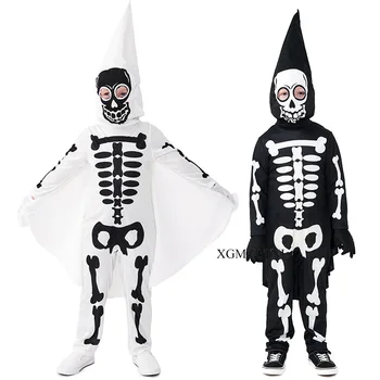 Halloween Otrok, Cosplay Kostum Natisnjeni Okostje Jumpsuit Rokavice, Pokrivala Smešno Kosti Duha Stranka Uspešnosti Rekviziti Obleko