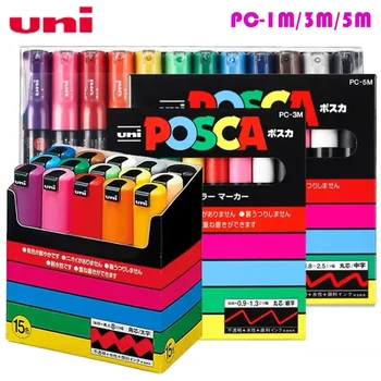 Japonska na Vodni osnovi POSCA Serije flomaster Barvanje Grafitov POP Plakat, Oglaševanje flomaster PC-1M/3M/5M 78/12/15 Barvni Set