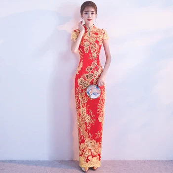Kitajski Qipao Moda Elegantno Temperament Cheongsam Tanek Tulec Izboljšanje Mandarin Ovratnik Vestidos Tradicionalnih Vintage Obleko
