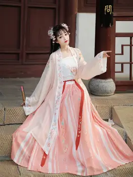 Kitajski Tradicionalni Hanfu Žensk Ljudske Plesne Kostume Fairy Princess Obleke Retro Dekle Cosplay Oblačila 3 Kos Določa