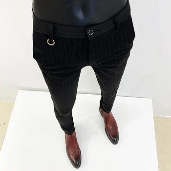 Klasična Trak Mens Obleko Hlače Formalnih Poslovnih Urad Socialne Hlače Visoke Kakovosti Mens Korejski Slim Fit Formalno Stranko Obleko Hlače