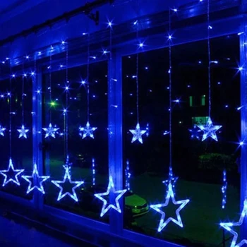 LED Božič Luči AC220V EU 2,5 M Romantične Pravljice LED Zavese Star Niz Luči Za Počitnice Poroko Garland Stranka Dekoracijo