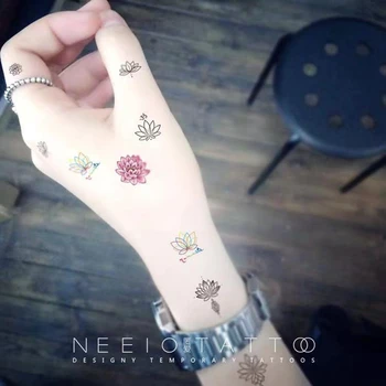 Lotus Prst Nazaj Nepremočljiva Tattoo Nalepke Majhen Vzorec Ženski Začasno Ponaredek Art Tattoo Barve Moda Tatuajes Temporales