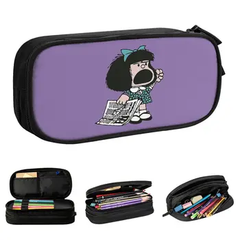 Moda Mafalda Primerih Svinčnik Srčkan Kawaii Risanka Pencilcases Pero, Držalo za Dekleta Fantje Veliko Vrečko za Shranjevanje Študentov Šole Darila