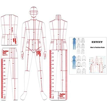 Moda za moške Prikaz Ravnila za Risanje Predlogo, Kot je Prikazano Akril Za Šivanje Humanoid Vzorec Design, Oblačila za Merjenje