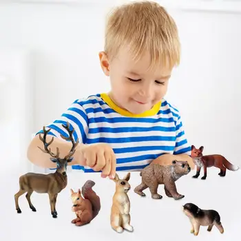Model Dekoracijo Realne Gozd Figurice Elk Fox Jelena Veverica Izobraževalne Igrače za Otroke Torto Dekoracijo Miniaturni