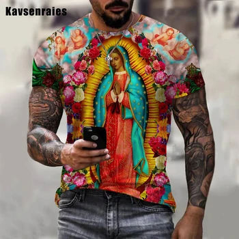 Naše Gospe Iz Guadalupe Devica Marija Katoliške 3D printed majica s kratkimi rokavi Moški Ženske Priložnostne Moda Harajuku Prevelik Vrhovi Oblačila