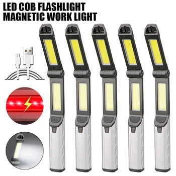 Nov Prenosni COB LED Svetilka USB Polnilne Delo Svetlobe, Magnetni Lanterna Visi Svetilka Z Vgrajeno Baterijo za Taborjenje Bakla