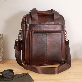Nove moške torbici, 100% pravega usnja ramenski crossbody vrečko navpično aktovko poslovno potovanje messenger bag za 13,3-palčni iPad