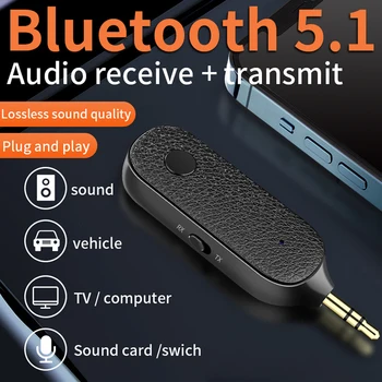 NOVI Bluetooth 5.1 Avto Sprejemnik Adapter 3.5 mm Aux Brezžični Oddajnik Avtomobilski Prostoročni Mikrofon za Zvok Glasbe Adapter Za Slušalke