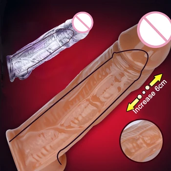 Ojačevalec Penis Prstan Moški Dildos Kondom Zamudo Izliv Večkratno uporabo Penis Rokavi Moški Širitev Dick Extender Spolnih Igrač za Moške