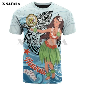 Poletje Obmorskem Letovišču Slog Samoa Želva Plumeria Polinezijski T-shirt 3D Natisnjeni T-shirt Nevtralno Priložnostne Prevelik Svoboden T-shirt