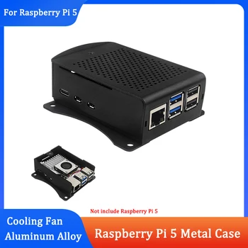Raspberry Pi 5, Kovinsko Ohišje Aluminij Zlitine Primeru Kovinsko Lupino Neobvezno Aluminija / Baker Heatsink OGORČICE Hladilni Ventilator za Raspberry Pi 5