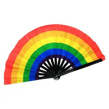 Ročni Ventilator Zložljive Mavrica Zložljiva Ljubitelj Pisane Ročni Ventilator Rainbow Party Okras, Ponos Ventilatorjev Ročno Zložljiva Ventilatorji Za Ženske