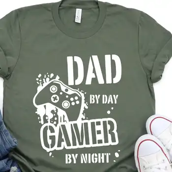 Smešno Oče Majica s kratkimi rokavi za Dan Igralec Noč Očeta in Video Igre, Očka