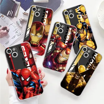 Telefon Primeru Za iPhone 15 14 13 12 11 Pro Max X XS XR 7 8 6 Plus Pregleden Mehko 12Mini Jasno Kritje Wolverine Iron Man Marvel