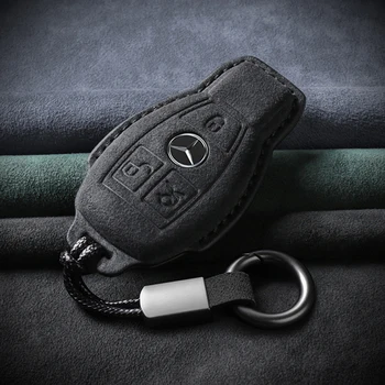 Usnje avto ključ primeru Keychain Antilop Pribor Za Mercedes Benz A C E R M razreda CLA GLA Tipko Lupini W204 W210 W124 W203 W205 Vrečko