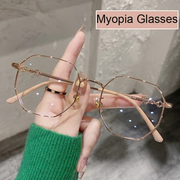 Vintage Kovinski Nezakonitih Bližini Pogled Očala Unisex Ženske Moške Minus Očala Končal Optični Recept za Očala Dioptrije
