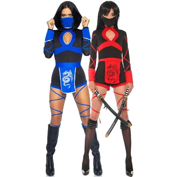 Ye je Ženska seksi ninja cosplay kostum anime zmaj samuraj ninja znak kostum jumpsuit enotno seksi obleko za noč Čarovnic