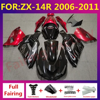 Za Kawasaki Zx14r ZZR 1400 Zx14 Zx-14r polno Oklep Body Kit karoserija 2006 2007 2008 2009 2010 2011 ZXMT Fairings nastavite rdeče črno
