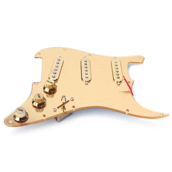 Zlato Ogledalo Površine Prewired SSS Pickguard za Fender Kitaro - 282x225x50mm