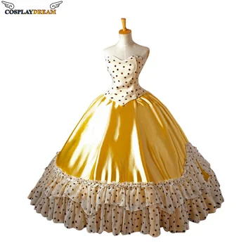 Ženske Seksi brez Rokavov Polka Dot Obleke Princess Obleke rokoko rumena večerno obleko off ramenski poročno obleko za odrasle